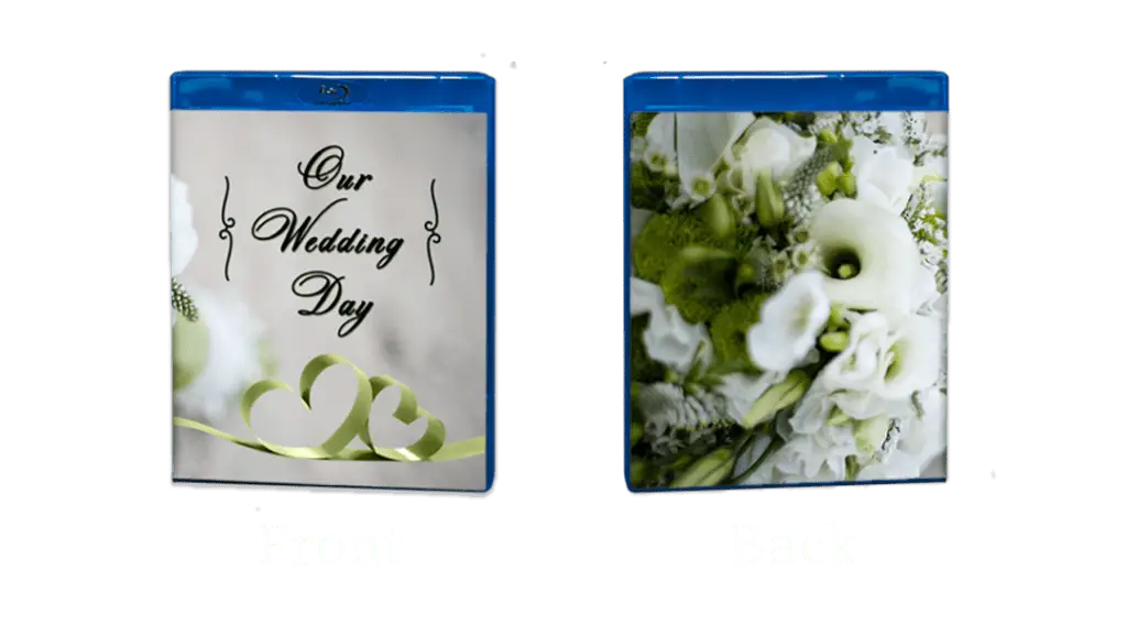 Wedding blu-ray covers featuring elegant designs and floral arrangements.