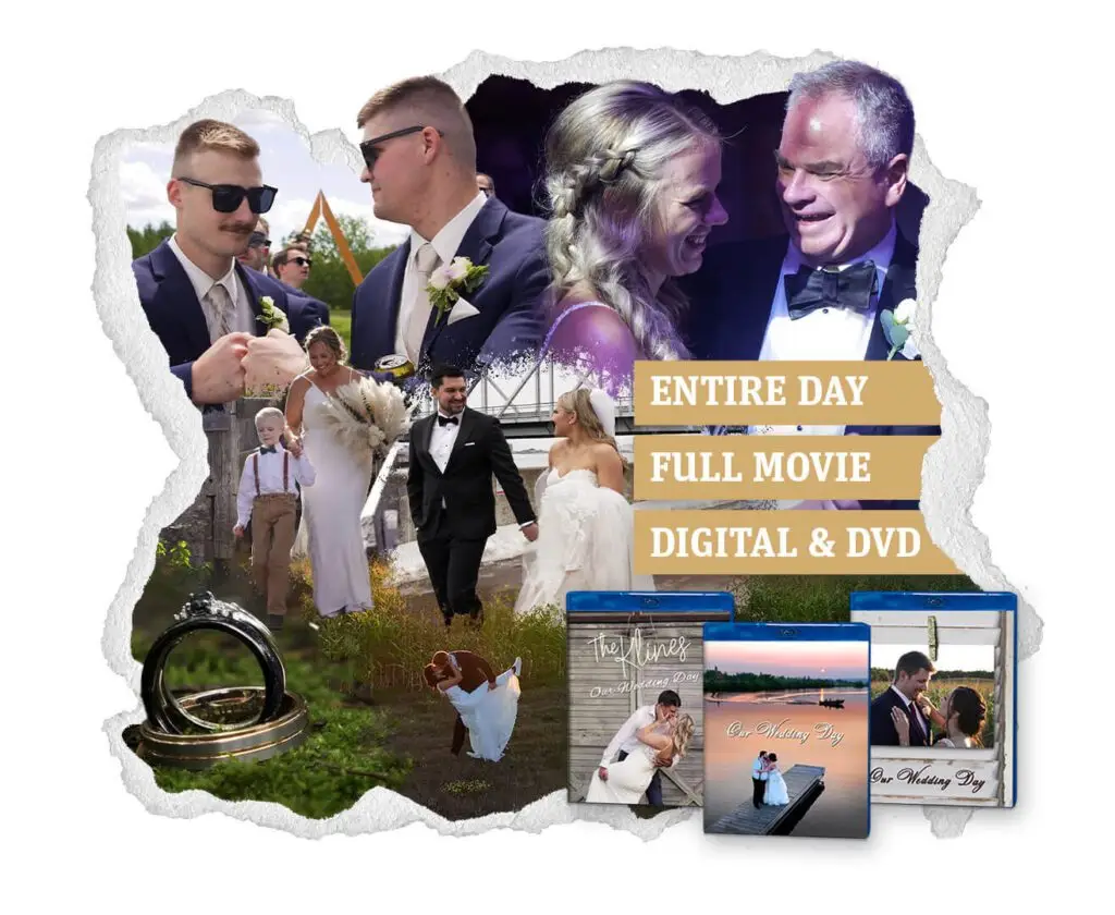 Collage of diverse wedding moments, highlighting the All-Inclusive package features by Infinite Film Production in Minnesota.